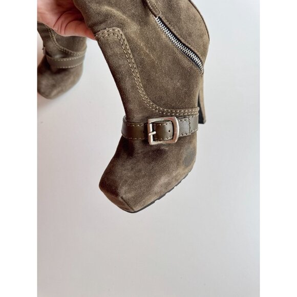 PROENZA SCHOULER Peat Suede Leather Moto Biker Platform Ankle Boots, Size 37.5 - Picture 6 of 16